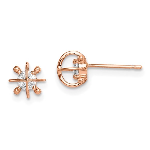 14k Madi K Children's Kids Girls Jewelry Rose Gold CZ Post Earrings